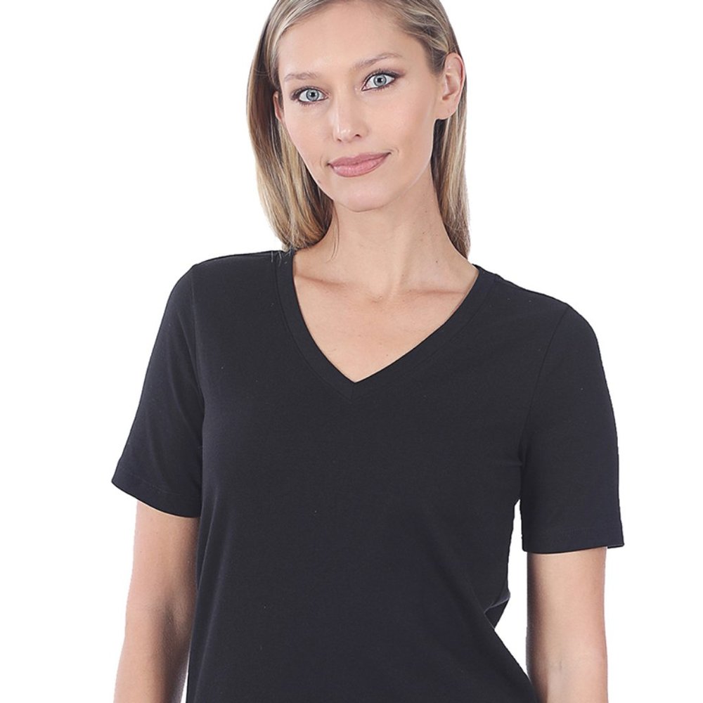 ZENANA COTTON V-NECK SHORT SLEEVE T-SHIRTS